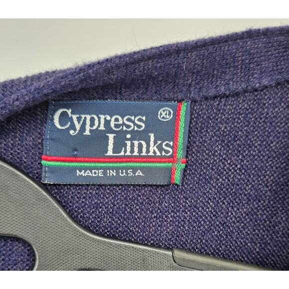 VTG Cypress Links Cardigan Sweater XL Button Up Golf Wear Preppy Office USA Made - Picture 5 of 5